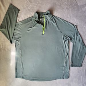 Sage Green Russell Dri-power 360 Athletic Long Sleeve Quarter Zip Shirt, Size XL